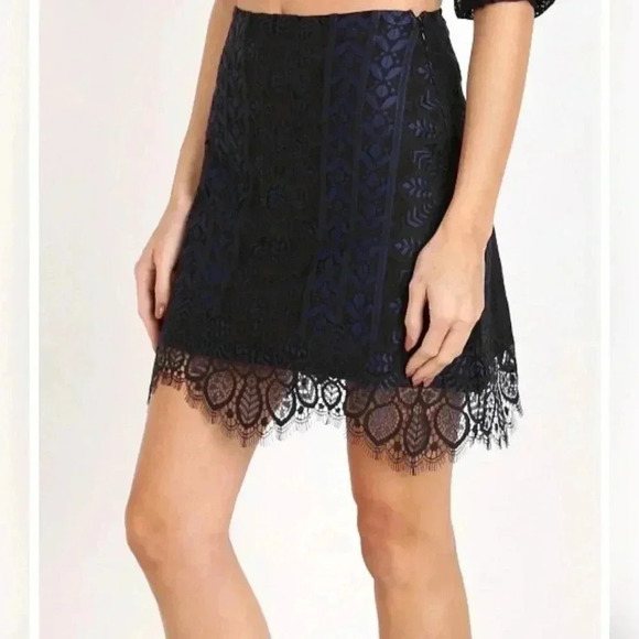 For Love & Lemons Lyla Skirt Navy/Black New With Tag - Picture 2 of 6